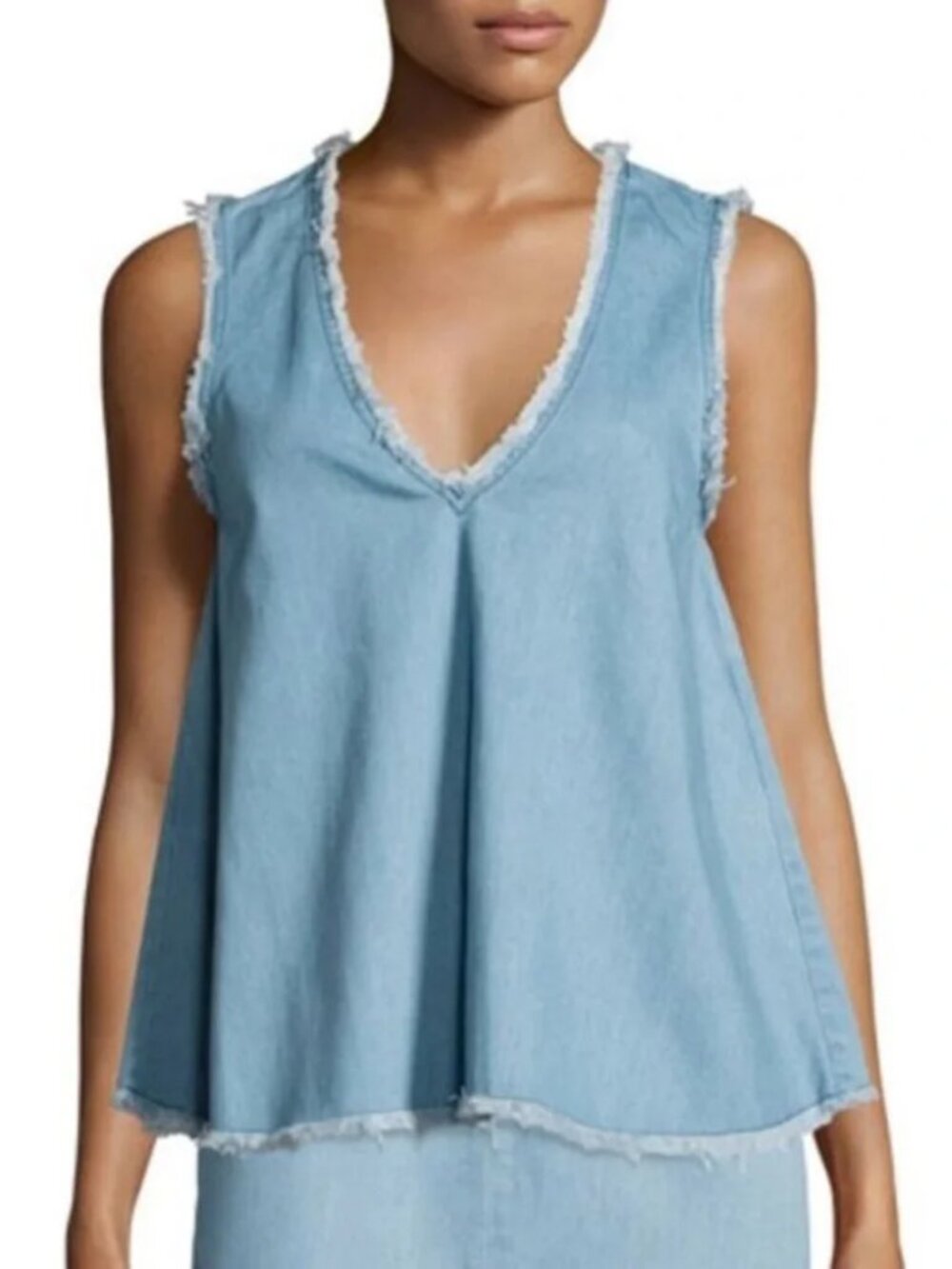 Womens N / Nicholas (Item- 23) Keyhole Back Cut-Out Sleeveless Denim Top S